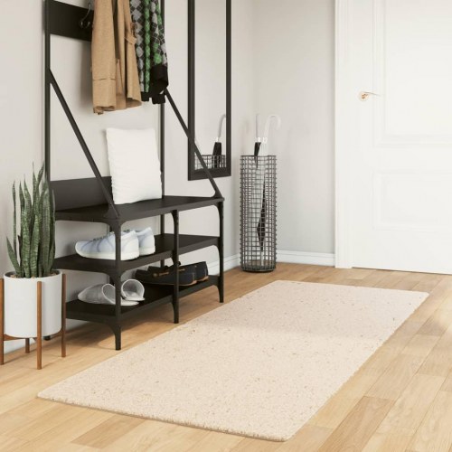 Gulvtæppe HUARTE 80×200 cm - kort luv, vaskbart, beige