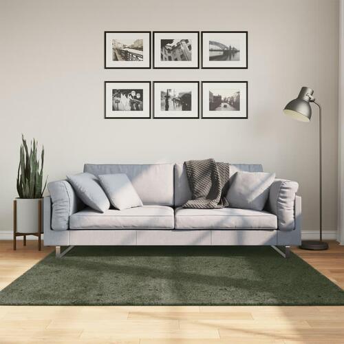 Gulvtæppe HUARTE 160x160 cm kort luv og vaskbart skovgrøn