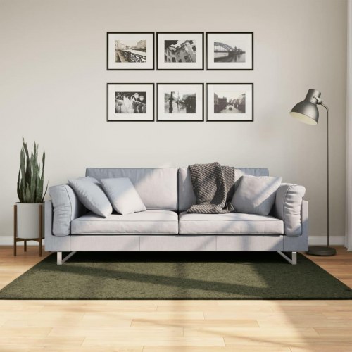 Gulvtæppe HUARTE 120 x 170 cm kort luv vaskbart skovgrøn