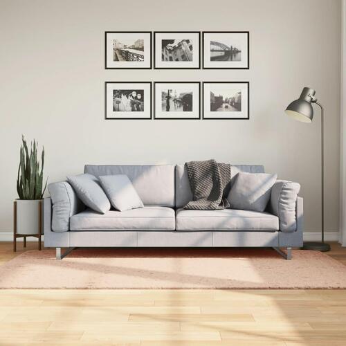 Gulvtæppe HUARTE 100x200 cm kort luv og vaskbart rosa