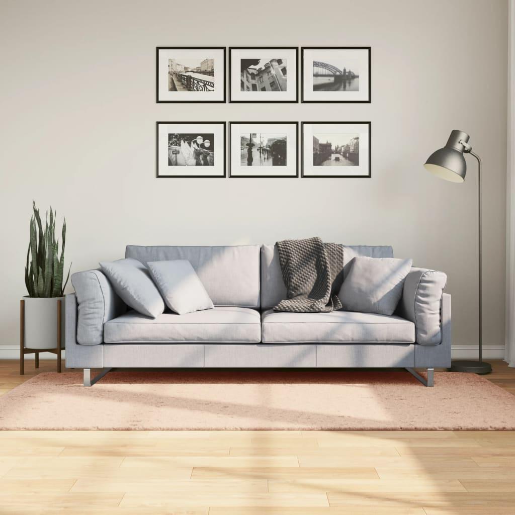 Gulvtæppe HUARTE 100x200 cm kort luv og vaskbart rosa