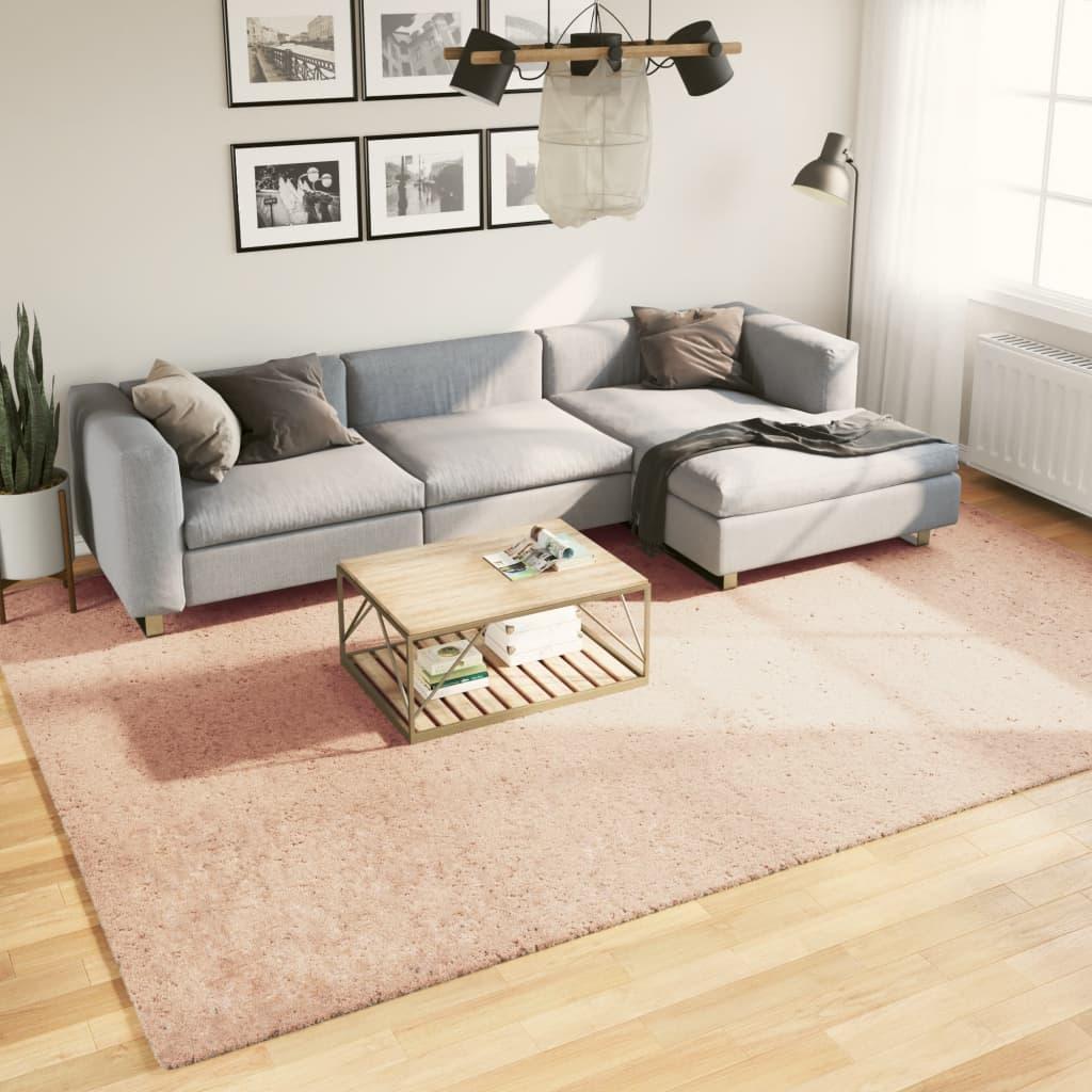 Gulvtæppe HUARTE 240x340 cm kort luv og vaskbart rosa