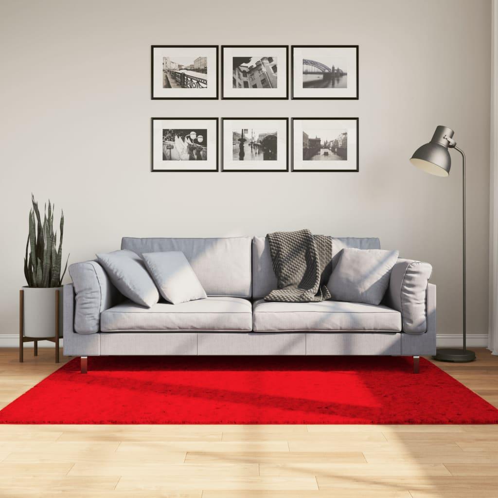 Gulvtæppe HUARTE 120x170 cm kort luv og vaskbart rød