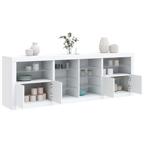 Skænk med LED-lys 202x37x67 cm hvid