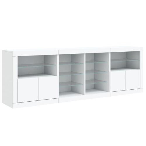 Skænk med LED-lys 202x37x67 cm hvid