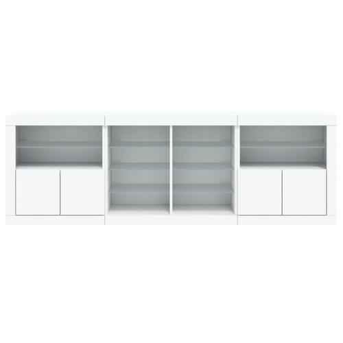 Skænk med LED-lys 202x37x67 cm hvid