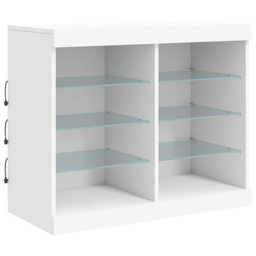 Skænk med LED-lys 202x37x67 cm hvid