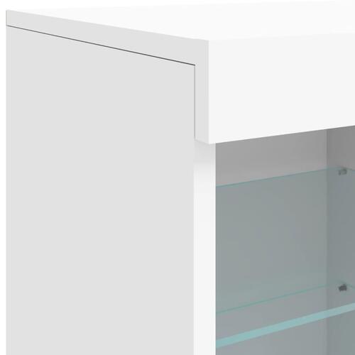 Skænk med LED-lys 202x37x67 cm hvid