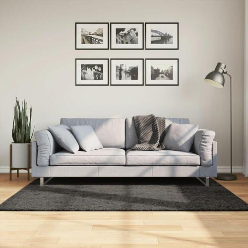 Gulvtæppe ISTAN 80x150 cm lang luv skinnende look antracitgrå