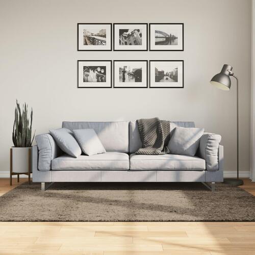 Gulvtæppe ISTAN 140x200 cm lang luv skinnende look grå