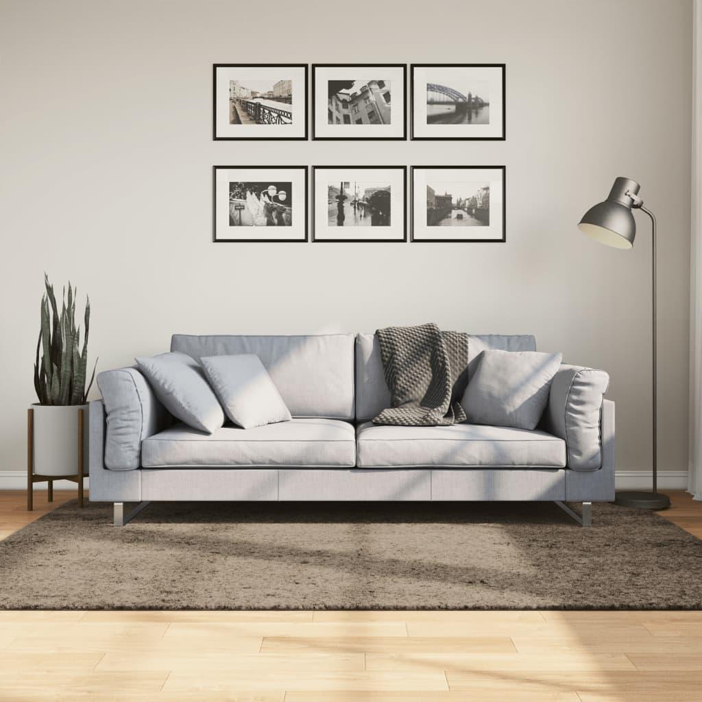 Gulvtæppe ISTAN 140x200 cm lang luv skinnende look grå
