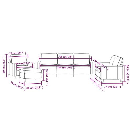Sofasæt 4 dele med hynder velour mørkegrå