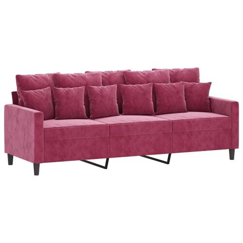 2 personers sofa med hynder velour vinrød