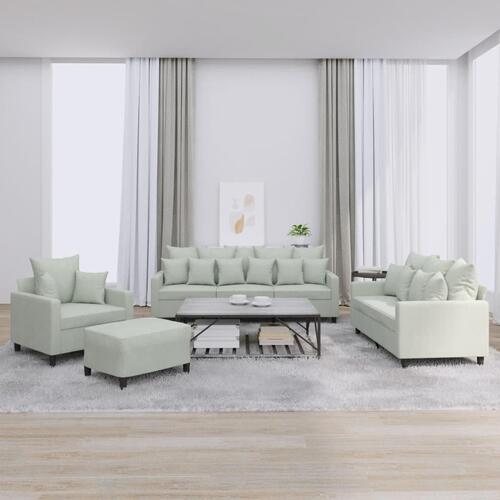 Sofasæt 4 dele med hynder velour lysegrå