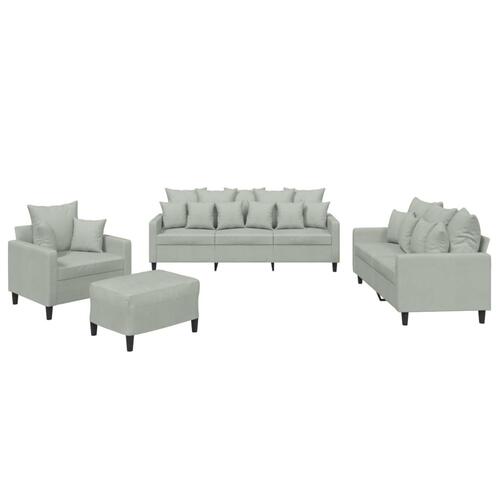 Sofasæt 4 dele med hynder velour lysegrå