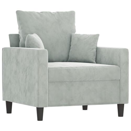 Sofasæt 4 dele med hynder velour lysegrå