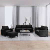 Sofasæt 4 dele med hynder velour sort