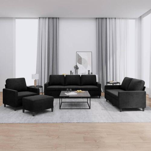 Sofasæt 4 dele med hynder velour sort