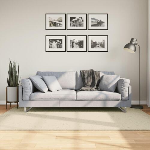 Gulvtæppe HUARTE 140x200 cm kort luv og vaskbart cremefarvet