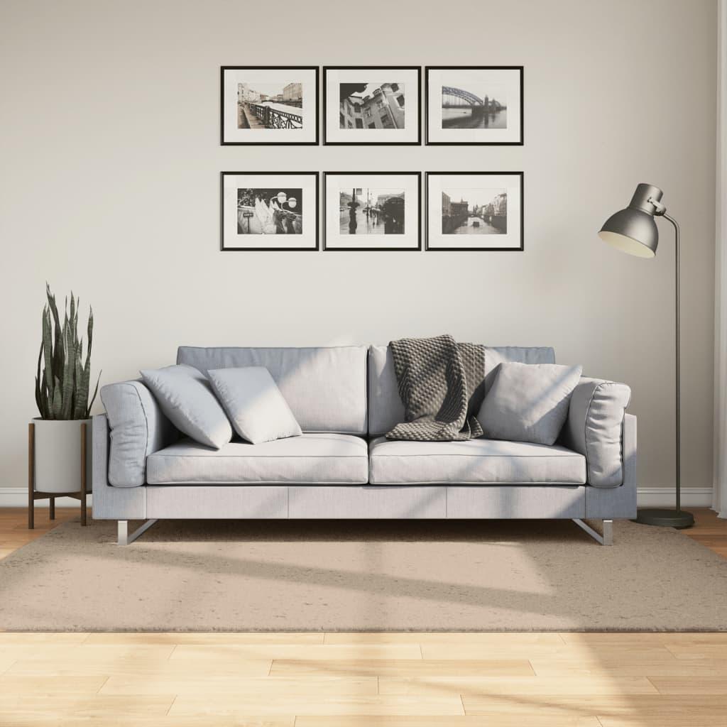 Gulvtæppe HUARTE 140x200 cm kort luv og vaskbart sandfarvet