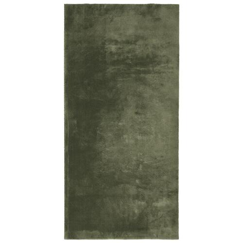 Gulvtæppe HUARTE 100x200 cm kort luv og vaskbart skovgrøn