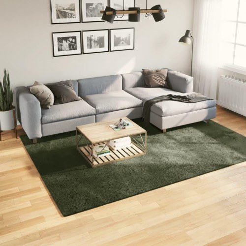Gulvtæppe HUARTE 200 x 280 cm kort luv vaskbart skovgrøn