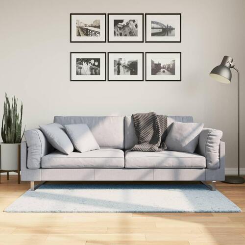 Gulvtæppe HUARTE 80x150 cm kort luv og vaskbart blå