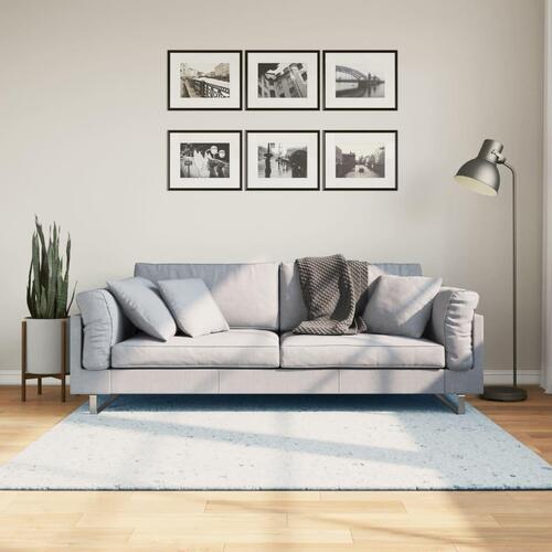 Gulvtæppe HUARTE 160x160 cm kort luv og vaskbart blå