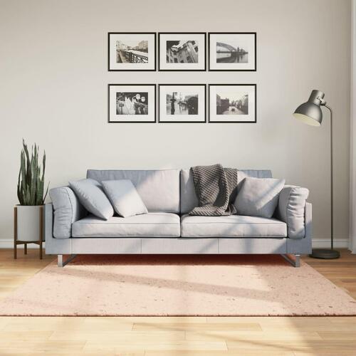 Gulvtæppe HUARTE 160x160 cm kort luv og vaskbart rosa
