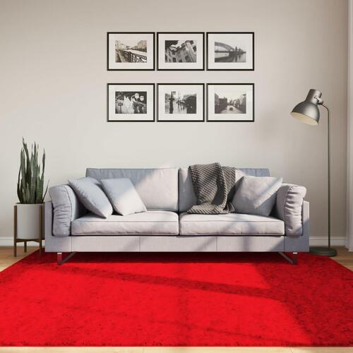 Gulvtæppe HUARTE 200x200 cm kort luv og vaskbart rød