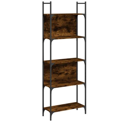 Bogreol 60,5x24x166,5 cm 4 hylder konstrueret træ røget eg