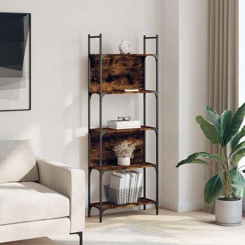Bogreol 60,5x24x166,5 cm 4 hylder konstrueret træ røget eg