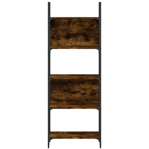 Bogreol 60,5x24x166,5 cm 4 hylder konstrueret træ røget eg