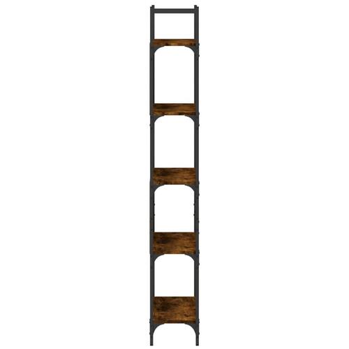 Bogreol 60,5x24x166,5 cm 4 hylder konstrueret træ røget eg