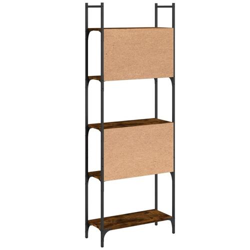 Bogreol 60,5x24x166,5 cm 4 hylder konstrueret træ røget eg