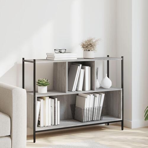 Bogreol 102x28x77,5 cm konstrueret træ grå sonoma-eg