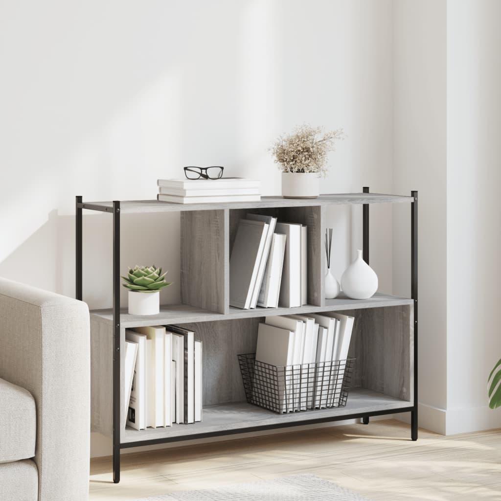 Bogreol 102x28x77,5 cm konstrueret træ grå sonoma-eg