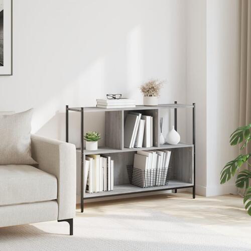 Bogreol 102x28x77,5 cm konstrueret træ grå sonoma-eg