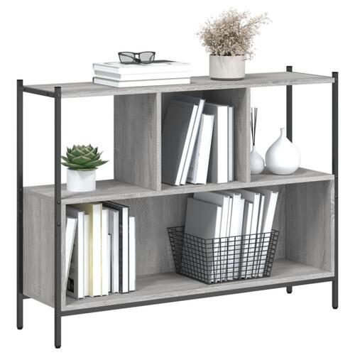 Bogreol 102x28x77,5 cm konstrueret træ grå sonoma-eg