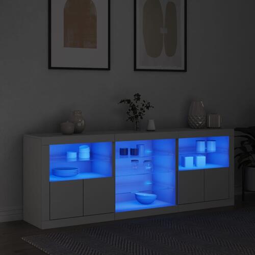 Skænk med LED-lys 181,5x37x67 cm hvid