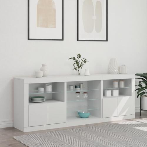 Skænk med LED-lys 181,5x37x67 cm hvid