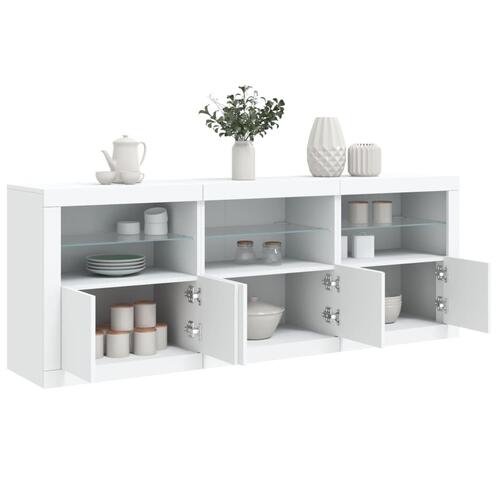 Skænk med LED-lys 181,5x37x67 cm hvid