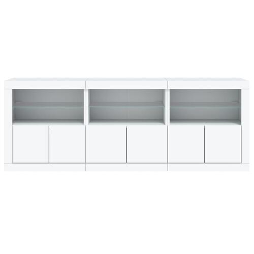 Skænk med LED-lys 181,5x37x67 cm hvid