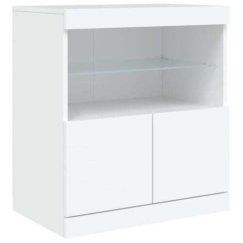 Skænk med LED-lys 181,5x37x67 cm hvid