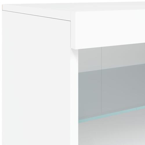 Skænk med LED-lys 181,5x37x67 cm hvid