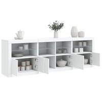 Skænk med LED-lys 202x37x67 cm hvid