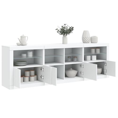 Skænk med LED-lys 202x37x67 cm hvid