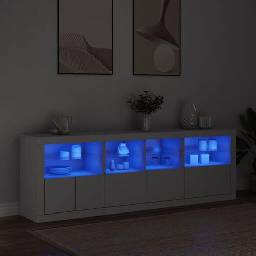 Skænk med LED-lys 202x37x67 cm hvid