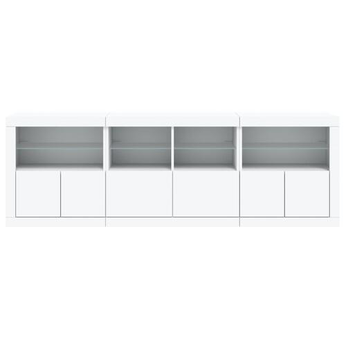Skænk med LED-lys 202x37x67 cm hvid
