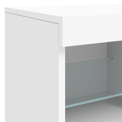 Skænk med LED-lys 202x37x67 cm hvid